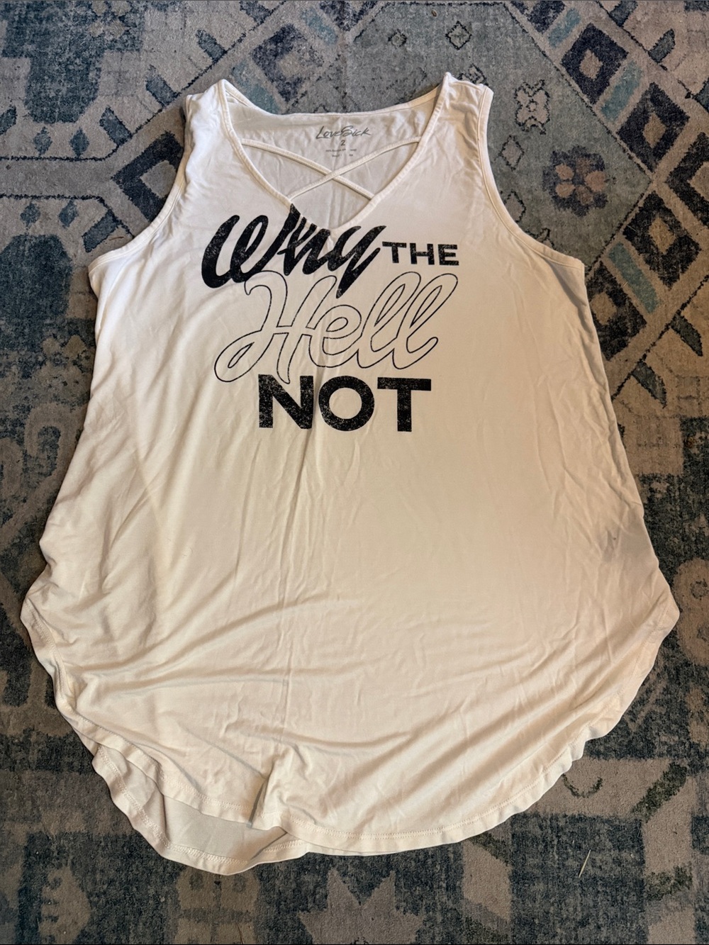 Lovesick Cream Graphic Tank — 'Why the Hell Not'
